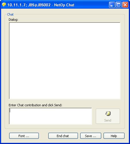 Using Netop OnDemand Chat Use chat to communicate directly with the end-user: 1. In the Guest Remote Control window, click the Chat button on the toolbar. 2.