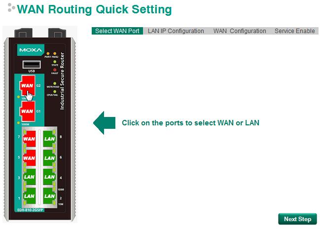 EDR-810 Series Features and Functions Quick Setting Profile WAN Routing Quick Setting The EDR-810 series supports WAN Routing Quick Setting, which creates a routing function between LAN ports and WAN