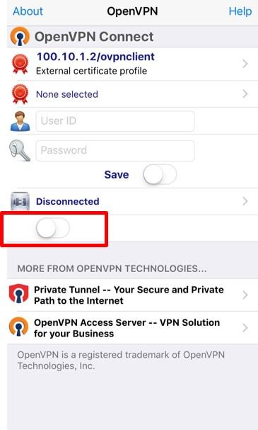 And then open it with the OPenVPN. Connect App.