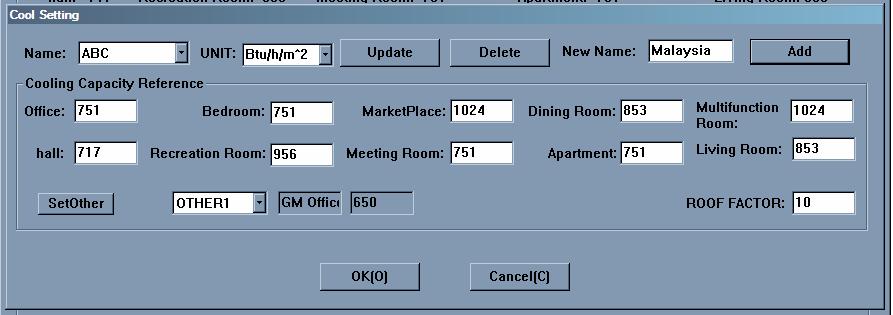 10 Additional room type After all changes of the cooling capacity references are confirmed, type in the name of this project at the column New Name, then click Add.