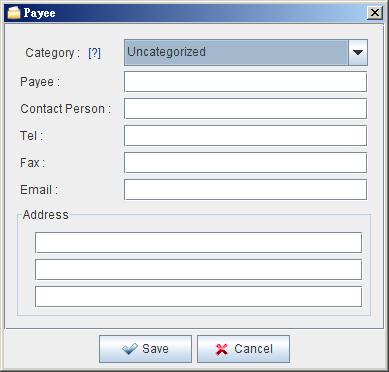 To add or edit a payee, the following screen will show up.