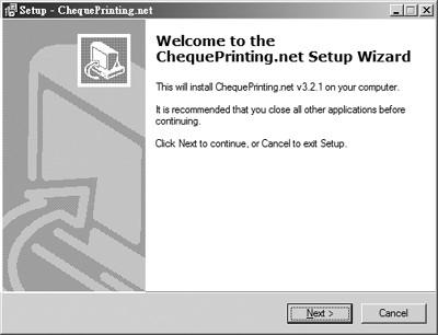 2. INSTALLATION 2.1. Install ChequePrinting.net is distributed in a CD with file, named "setup.exe".