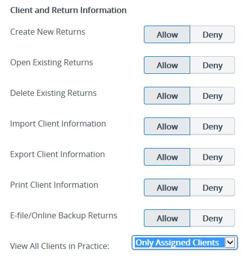 Practice and Preparer Information Edit Practice Information Allows user to update the Master Information for the practice Edit Preparer Information Allows user to update the Preparer Information for