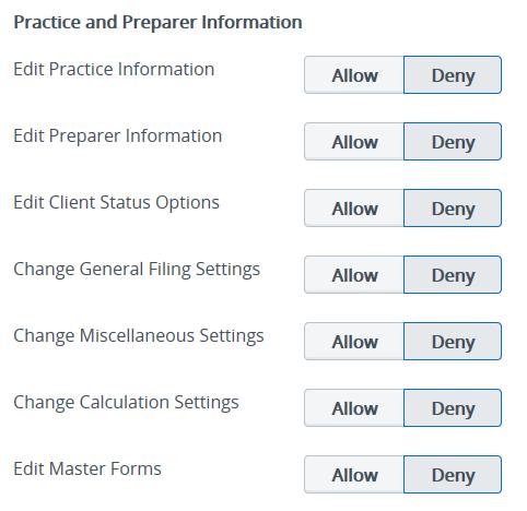 Settings Allows user to change Filing and Printing options from the General Master Information tab Change Miscellaneous Settings Allows user to change Miscellaneous options from the General Master