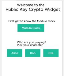 Do this: Public Key Encryption Procedure Setup Go back to the home screen of the Public Key Crypto Widget.