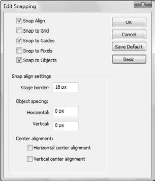 88 Part II: 1,000 Pictures and 1,000 Words the accuracy for alignment between objects, type a number in the Horizontal and Vertical boxes in the Object Spacing section of the dialog box.