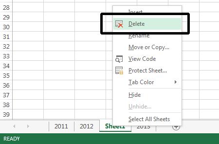 Excel 2013 Foundation Page 71 Deleting a worksheet Make sure that the new tab that you have just inserted is selected.
