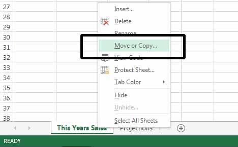 Excel 2013 Foundation Page 74 The Move or Copy