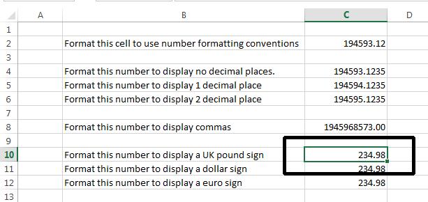 Excel 2013 Foundation Page 95 NOTE: To remove comma style formatting, click on the down arrow next to the Number format icon (within the Number section of the Home tab).