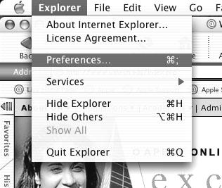 For the Macintosh 1. From the Internet Explorer menu bar, click on Explorer, Preferences.