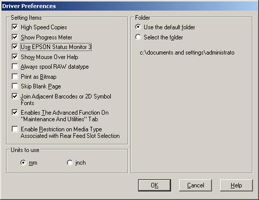 4 The [Driver Preferences] window is displayed. Check the box of [Use EPSON Status Monitor 3] and click [OK].