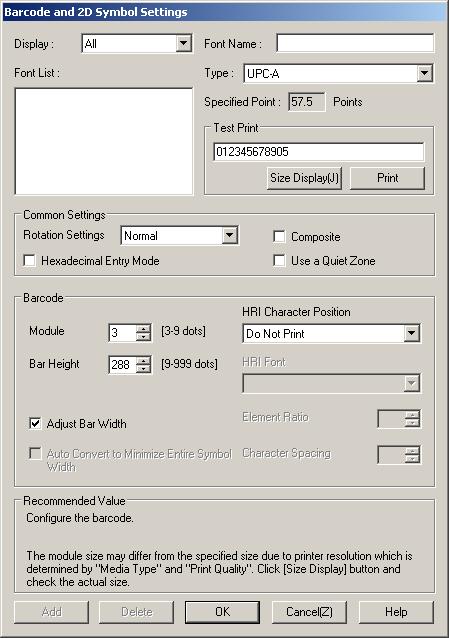 Chapter 5 Setting the Printer Driver Barcode Printing The printer driver has the built-in barcode font. Barcode printing is available if the barcode is not created on the application side.