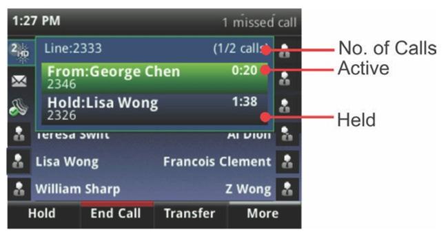 Placing and receiving calls During Calls When you re in a call, you can do the following: Hold the call. Transfer the call to another person.