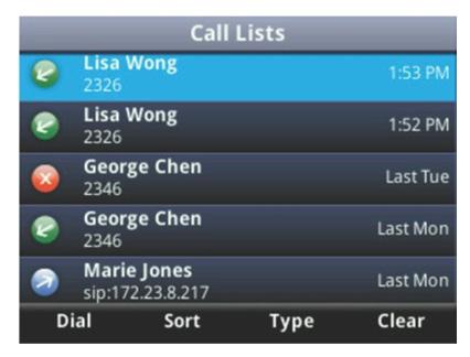 Recent Calls Viewing Recent Calls Your phone maintains a Recent Calls list a list of missed, received, and placed. Each list can hold up to 100 entries.