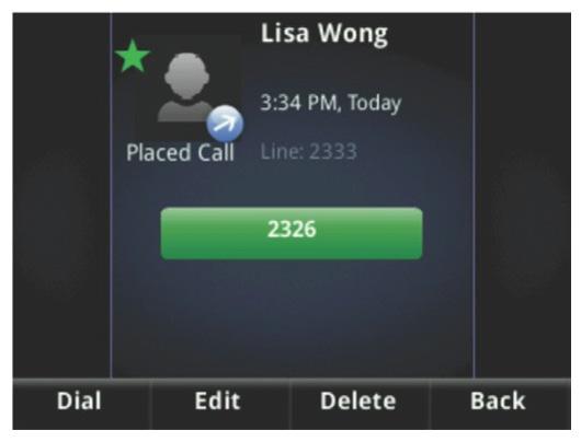 Recent Calls To view your Recent Calls list: From Home view, select Directories from Home view, and select Recent Calls. To manage a call record: 1.