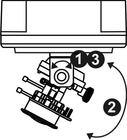 ii. Release the tilt screw on both side of the device and then rotate the lens to up or down.
