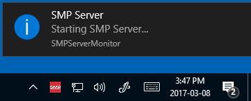 5. A message will appear and display Starting SMP Server Click the SMP Server