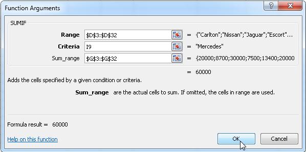 Access the SUMIF function via the Formulas ribbon. SUMIF is a Math & Trig function.