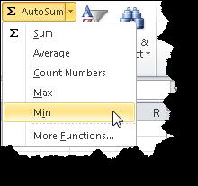 Click the Home tab, then click the arrow to the right of the AutoSum button.