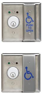 The keyswitch and the push plate switch can be set up to work independently of each other or the keyswitch can turn the push plate switch on and off, providing an economical way to secure the push