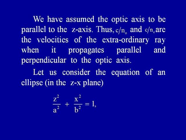 is the angle that the ray makes with the optic axis. We have assumed the optic axis to be parallel to the z axis here.