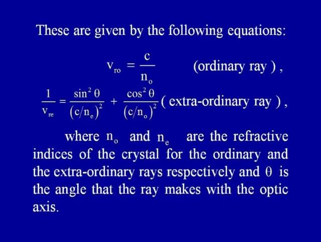 separation of the ordinary and extraordinary ray in this case. This is the case when the propagation is along the optic axis.