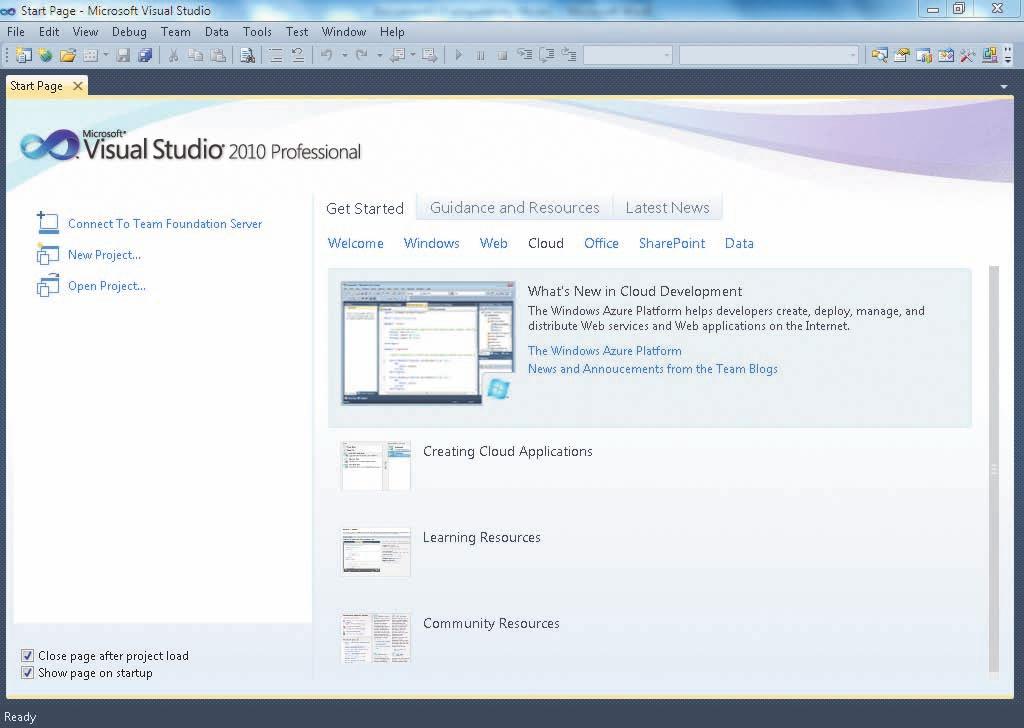 Using Visual Studio 2010 33 STEP 2 Click Microsoft Visual Studio 2010 on the submenu. For a short time, a Visual Studio splash screen appears, and then Microsoft Visual Studio 2010 opens (Figure 2-3).