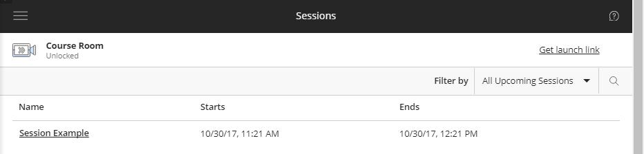By contrast, a Scheduled Session appears for a set duration, although sessions can be set to repeat, once the session expires, it no longer appears for Participants or Moderators to access.