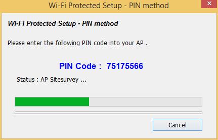 5. If you select No, wireless network adapter will prompt you to enter 8-digit PIN code into your AP, without selecting an AP in advance. 6.