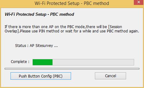 Push Button 1. To use Push-Button WPS configuration, select the Wi-Fi Protect Setup tab of the configuration utility and click Push Button Config (PBC) button. 2.
