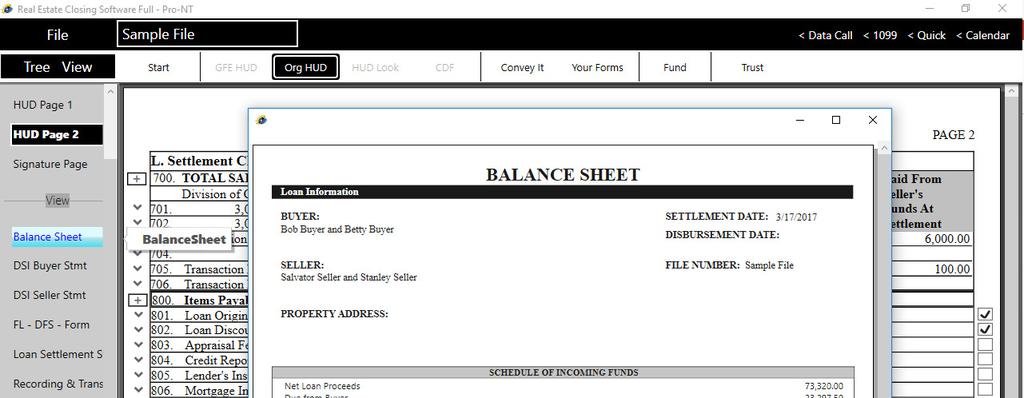 Close It Balance Sheet The balance sheet inside the Close It program contains the information being exported to Trust Accounting. The Balance Sheet is discussed in a separate publication.