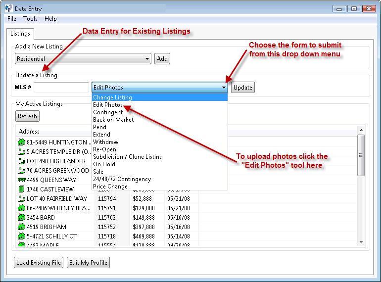 Data Entry for Existing MLS Listings Maintenance of existing listings is the second part of the data entry module.