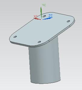 The square edges were then rounded out using a.5-inch radius edge blend. The final model of the aluminum knee/shin interface part is shown in Figure 31b below. Figure 31b. Final Model of Knee/Shin Interface.