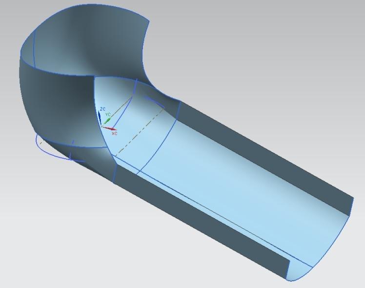 Figure 33b. Through Curve Mesh Surfaces The next step of the modeling process was to create the lower half of the knee.