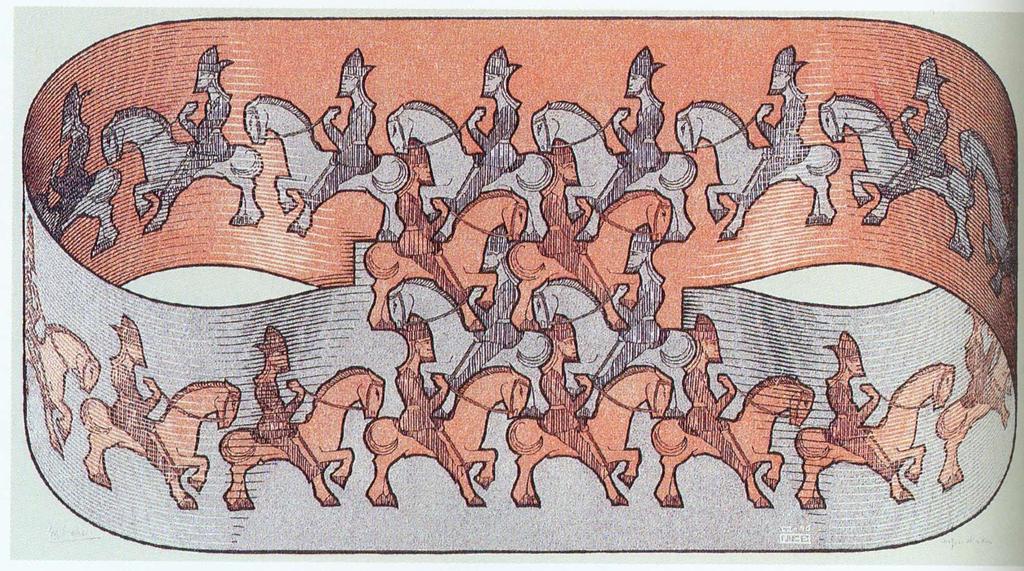 Glide reflections We saw in Escher s translation tessellation of the winged horse Pegasus, that all of the figures were facing the same direction.