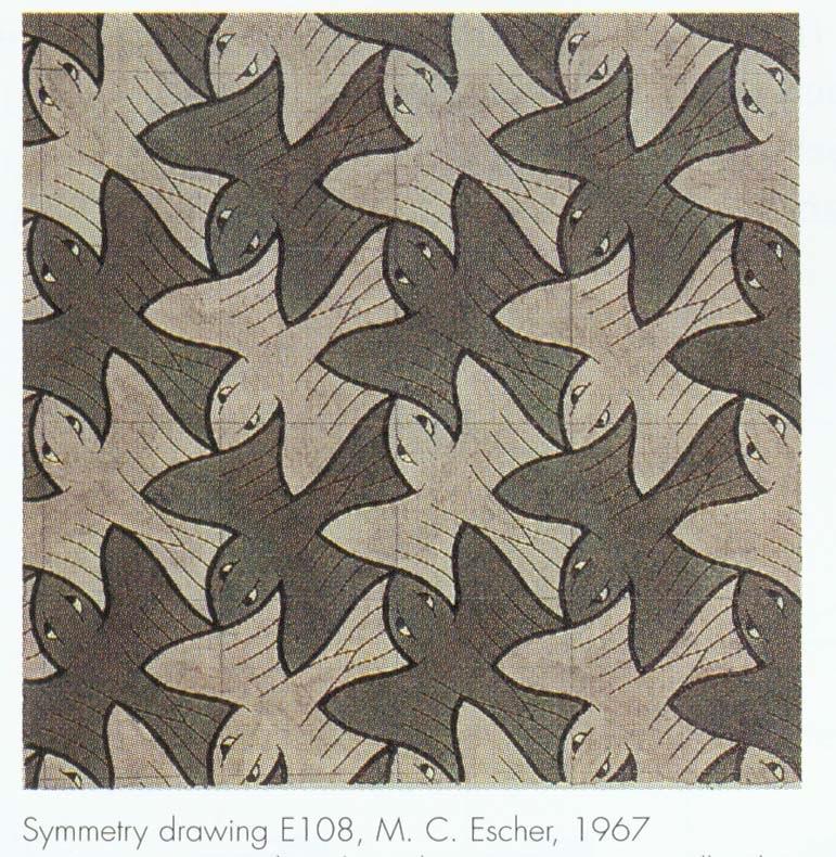Glide reflections In the tessellation of birds, Escher used glide
