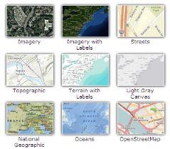 Terrain with Labels, Light Gray Canvas, National Geographic, Oceans, and OpenStreetMap are all also available.