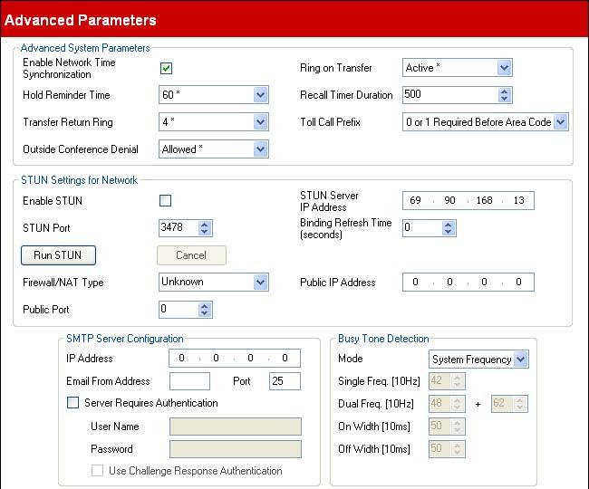 3.8 Advanced Parameters This menu cannot be accessed from the System 29 page.