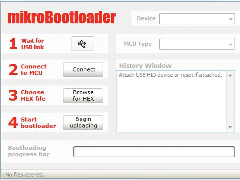 Programming with mikrobootloader You can program the microcontroller with a bootloader which is preprogrammed by default. To transfer.
