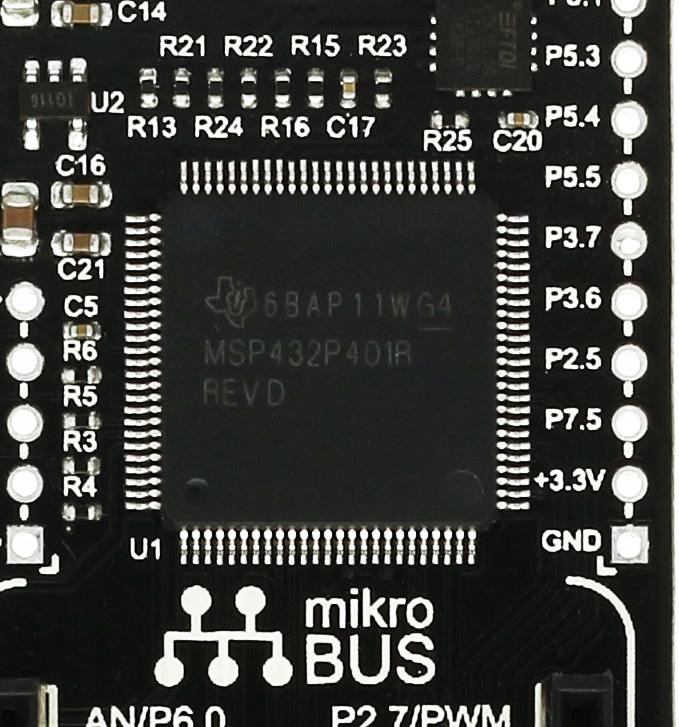 3. MSP432 microcontroller The MSP432 clicker development tool comes with the MSP432 microcontroller.