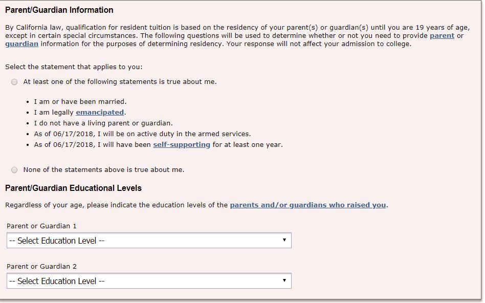Parent/Guardian Information Quick Tip: If you do not know the