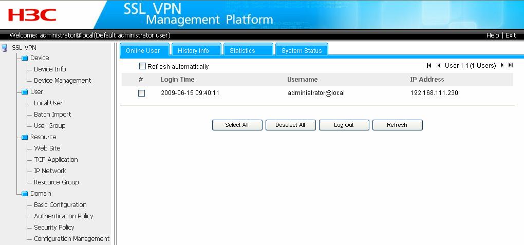 4 SSL VPN Management Platform The SSL VPN management platform is very friendly.