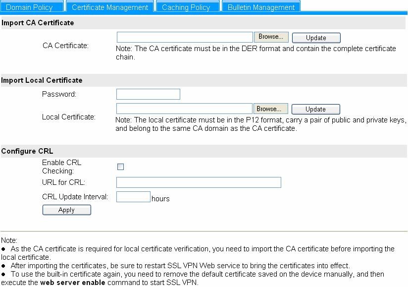 Performing Certificate Management Select the Certificate Management tab to enter the certificate management page, as shown in Figure 1-2.