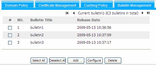 Figure 1-3 Caching policy configuration page This page allows you to specify the downloaded items to be cleared after a user logs out.