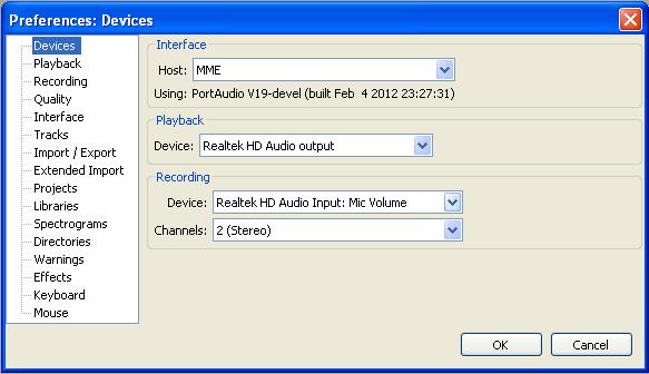 Figure 2 Audio Input/output Tab Specify Playback Device here Specify Recording Device here That s it!
