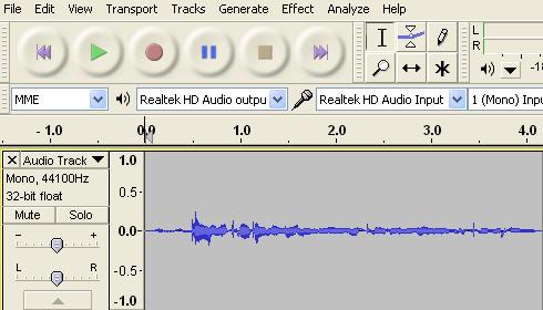 Creating an audio file with Audacity Audacity is simple to use and many of its features are intuitive. 1. Click on the red record button to start recording.(fig 3) 2.