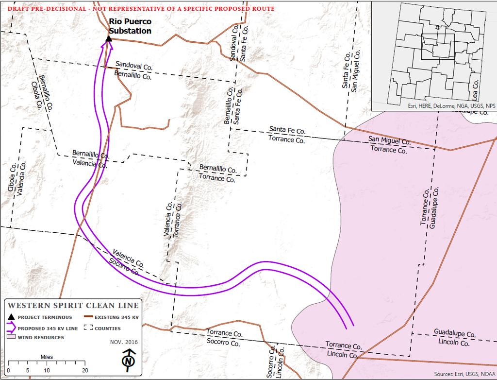 Figure 1: Western Spirit Clean Line Project Location This Study Report details required system improvements needed to accommodate the proposed 140 mile single circuit 345 kv line as well as the