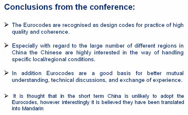 Conclusions from China conference Dissemination of