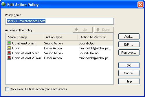 If you want WhatsUp Gold to take other actions when issues are detected on devices, you can configure additional action policies.
