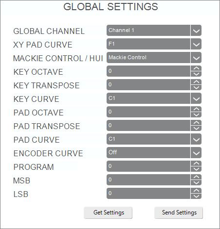 Global Settings The Global Settings affect the overall operation of your Code 61 keyboard, regardless of the current preset. To open Global Settings, click File and then click Global Settings.
